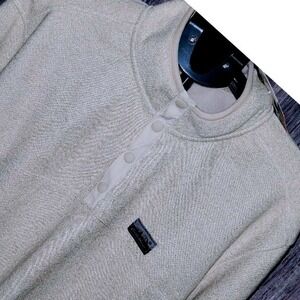 Eddie Bauer Pullover‎ Sweater Mens Button Mock Neck Beige Outdoors